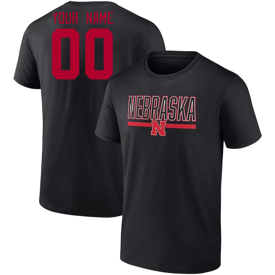 Custom Nebraska Huskers Name And Number College Tshirt-Black